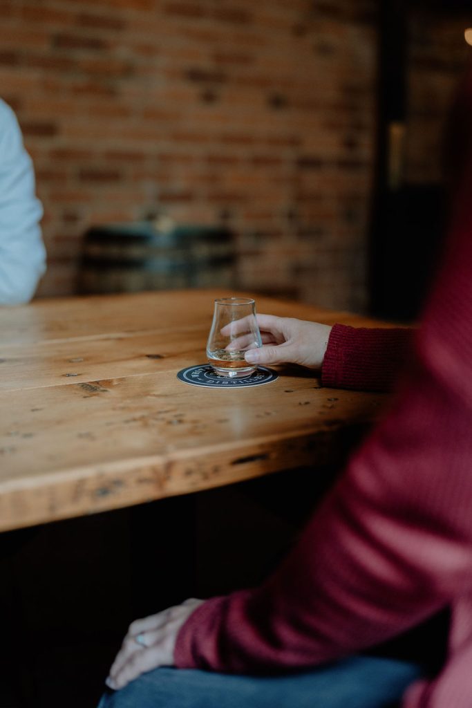 Whisky in tasting glass on a table